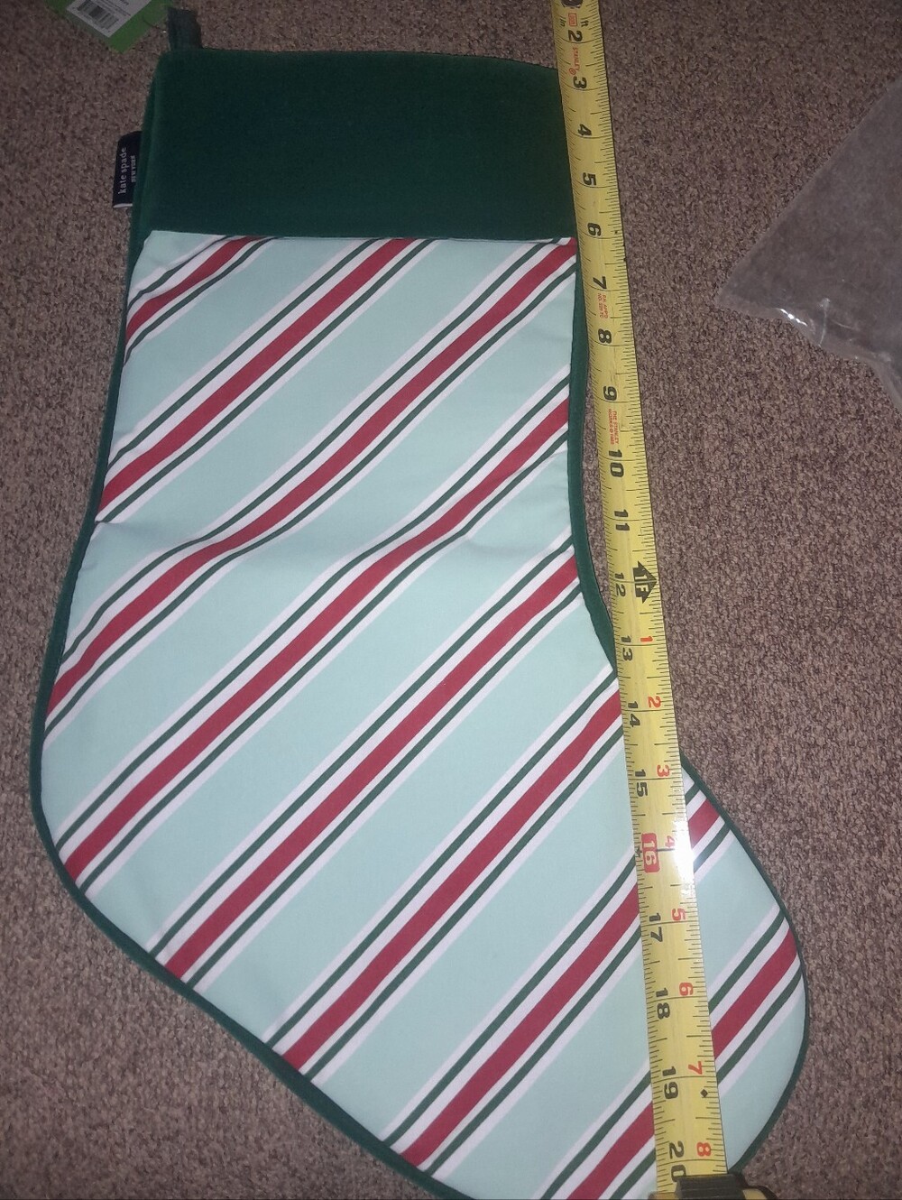 New Kate Spade Luna Stripe Stocking Great For Holiday Season 🌲Price Firm NWT